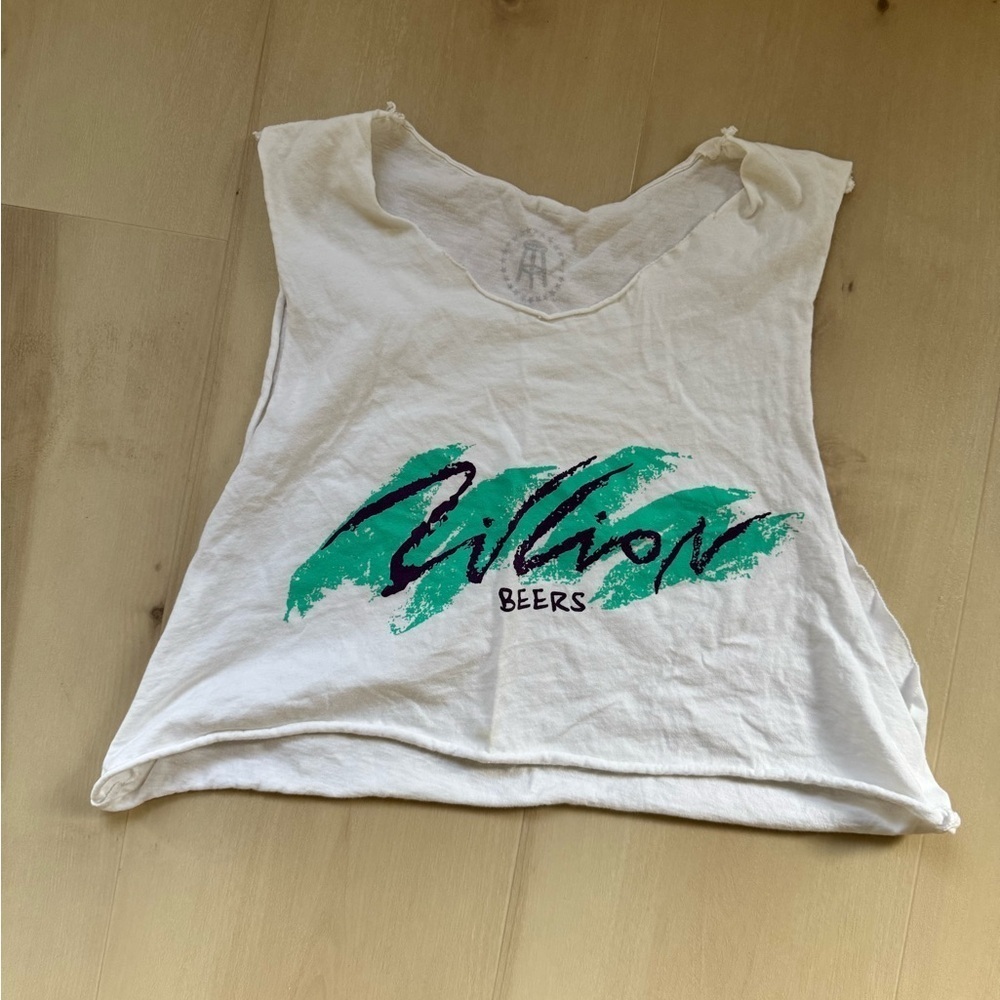 Barstool Sports Zillion Beers Crop Top Cut Off Tank Top - Picture 2 of 3